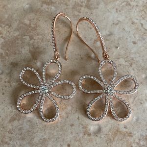 NWOT Statement Flower Rhinestone Earrings